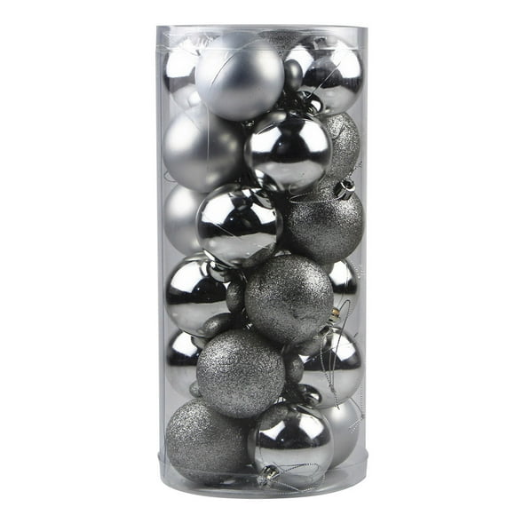 Riforla 24Pcs Christmas Balls Baubles Party Xmas Tree Decorations Hanging Ornament Decor Hangs Home Decor Silver