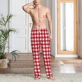 thumbnail image 5 of Vsdgher Red Checkboard Print Mens Pajama Pants Sleep & Lounge Pants, PJ Bottoms With elastic waistb and Pockets, 5 of 5