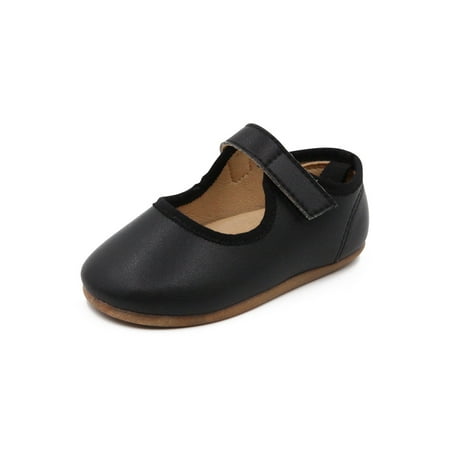 

Colisha Girl s Flats Magic Tape Mary Jane Comfort Dance Shoes Uniform Cute Loafers Soft Sole Flat Shoe Black 7C
