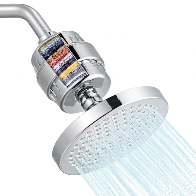 Regadera con Filtro para Ducha, 6" Cabezal de Ducha, 20 Etapas de Filtrado, Elimina el Cloro y Sustancias Nocivas, Alta Producción de Agua, con Todos Los Accesorios