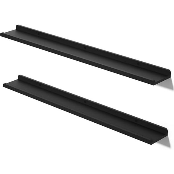 48 Inch Long Floating Shelves Wall Mounted Set of 2, Large Wood Wall Shelves for Storage, Rustic Hanging Shelves for Display,Bedroom Living Room Bathroom Kitchen Office Black