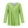 thumbnail image 4 of JINMGG Womens Tops,Women Plus Size Long Sleeved V-Neck Print Blouse Pullover Tops Shirt,Green XXXL, 4 of 8