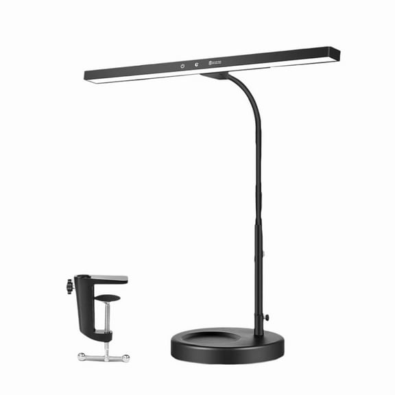 Dimmable LED Piano Light, 2-in-1 Clamp Base Piano Lamp Flexible Gooseneck with 3 Colors Modes, Adjustable Height US Plug