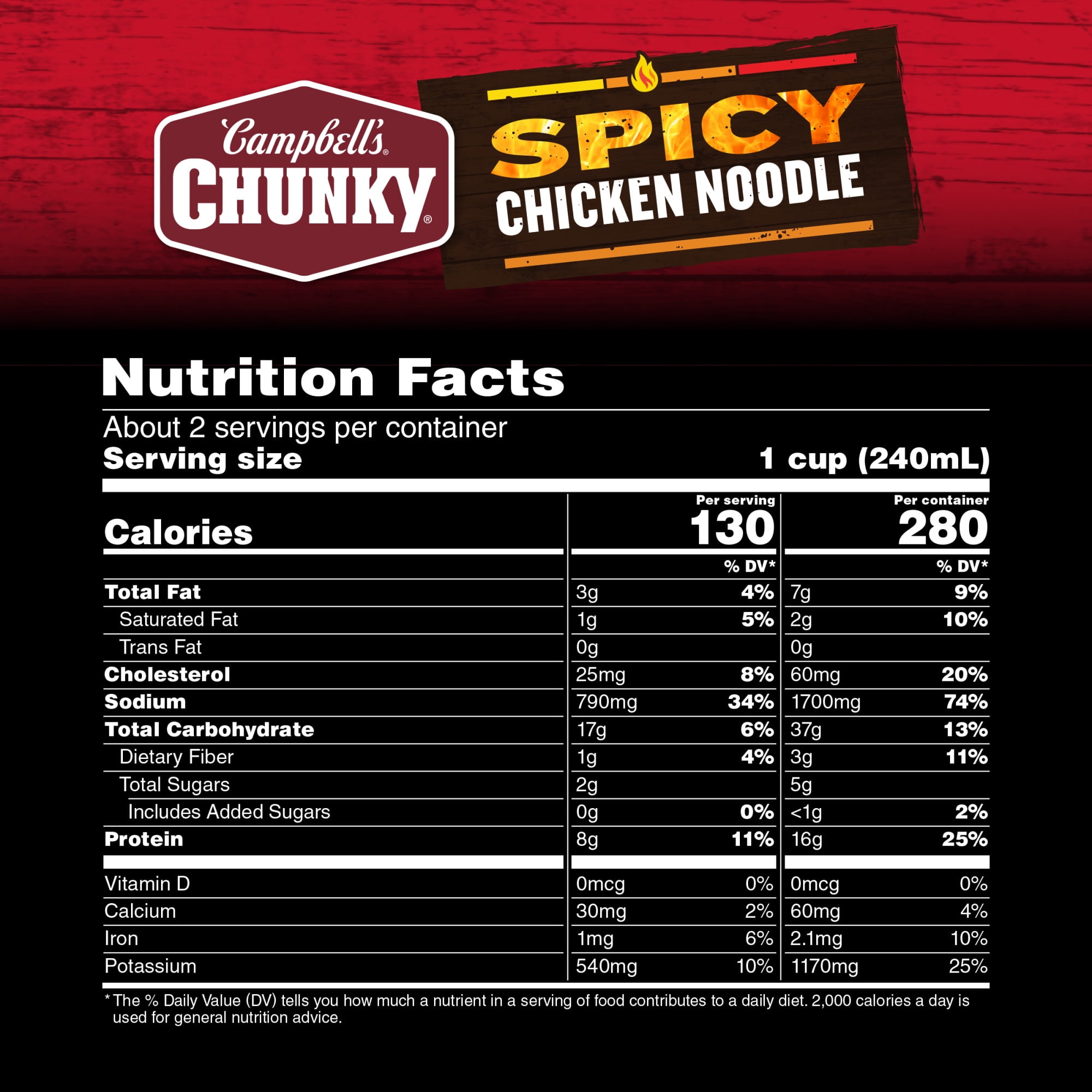 (12 pack) Campbell's Chunky Soup, Spicy Chicken Noodle Soup, 18.6 oz Can