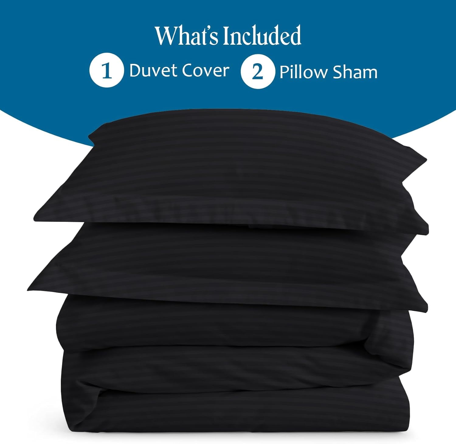 500 TC 100% Egyptian Cotton Premium Duvet set Zipper Closur Ultra Soft Durable and Fade Resistant Color Black Stripe size Queen