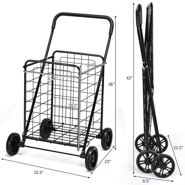 Costway Folding Shopping Cart Grocery Utility Cart Hand Truck with