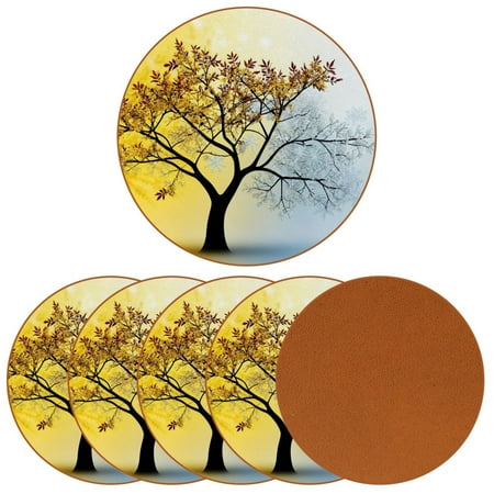 

YZUOUZY Home Decor Dining Table Decor 6 Pack Round Unique Coasters Wonderful Floral Flowers