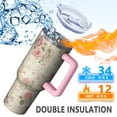 thumbnail image 5 of OBREWU Pioneer Flower Tumbler with Handle and Lid,Pioneer Flower 40oz Double Wall Vacuum Insulated Tumbler,Cups Gift for Women and Men, 5 of 7