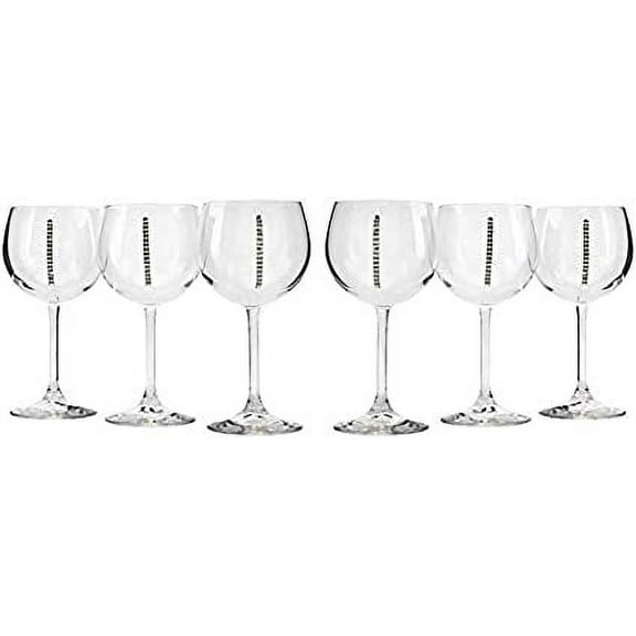 100195-SW, Swarovski Jeweled Crystal Wine Glasses on Long Stem and Decanter Set, Red Wine Goblets   Carafe Inlaid with Crystals, 1 6-Piece Set