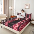 thumbnail image 4 of Homewish Cheetah Leopard Print Full Size Sheets, Black Pink Stripes Abstract Bed Sheets, Modern Fashion Art Sheet Sets, Breathable Home Decor, 4-Piece, 4 of 7