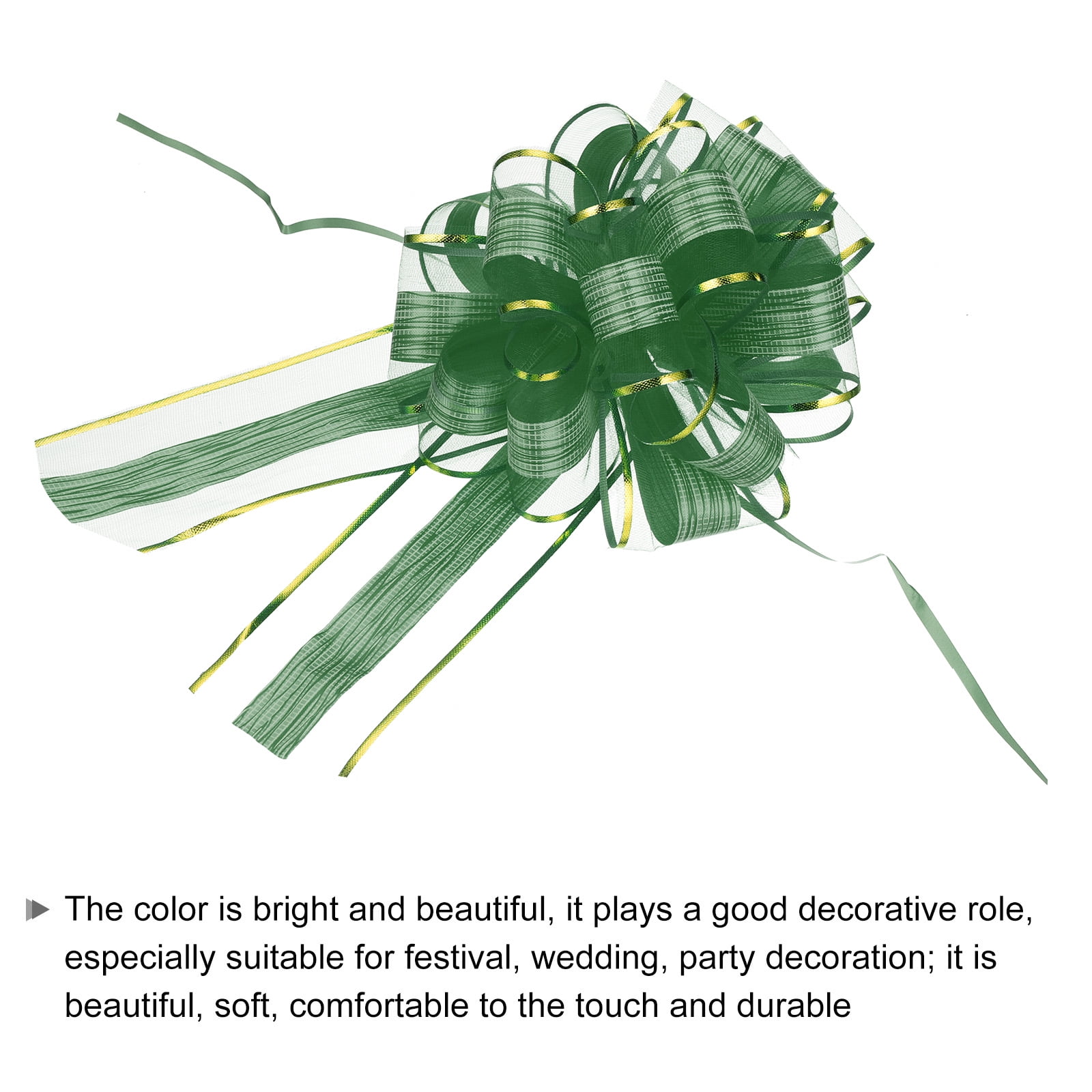 20pcs 8 Inch Large Pull Bow Gift Wrapping Bows Ribbon Organza Green for Wedding Presents Christmas Party