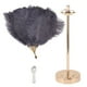 thumbnail image 2 of Lámpara de mesa de plumas, 3 colores, regulable, con interruptor táctil, enchufe USB, romántica, moderna, decorativa, para dormitorio, color gris., 2 of 14