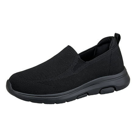 

VMESZQFG Mens Slip on Sneakers Spring And Autumn New Mesh Non Slip Walking Shoes With Lightweight Elderly Shoes Soft Sole Casual Dad Shoes Black