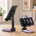 thumbnail image 4 of WIRESTER Black Foldable Phone Stand for Desk, Adjustable Portable Cell Phone Holder for iPhone 17, 16, 15, 14 and Android Smartphones - 2 Tone Purple Butterfly, 4 of 6