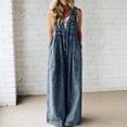 thumbnail image 7 of ClodeEU Women's V Neck Sleeveless Wide Leg Jumpsuit,Casual Loose Romper with Pockets Dark Blue,Women's Plus XXL, 7 of 7