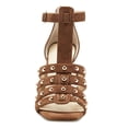 thumbnail image 2 of YDN Women Studded Open Toe Gladiator Sandals T-Strap Stiletto High Heel Zipper Sandals Prom Dress Daily Shoes Size 15 Brown, 2 of 4