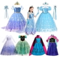 thumbnail image 2 of Vestidos de princesa Elsa y Anna de Frozen para niñas, Disfraces para niños, Cosplay de reina de la nieve, Halloween, Carnaval, ropa de fiesta de cumpleaños, 2 of 5