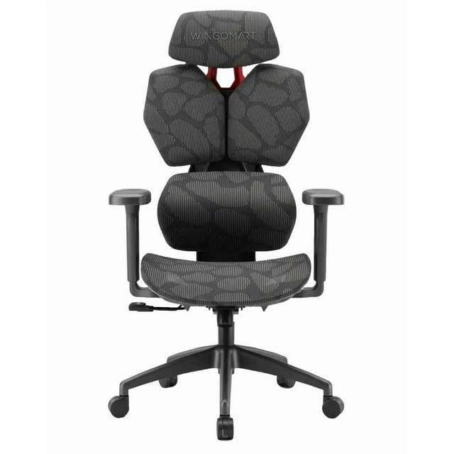 WINGOMART Ergonomic Gaming Chair W/ Adjustable Lumbar Support & 3D Armrests, Reclining Executive Mesh Office Chair with the most Advanced 3D Adaptive Support System - Black / Red