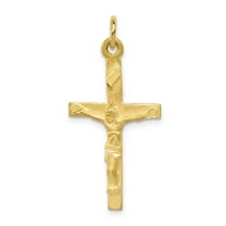 10K Yellow Gold Charm Pendant Themed 32 mm 16 Solid Polished Crucifix