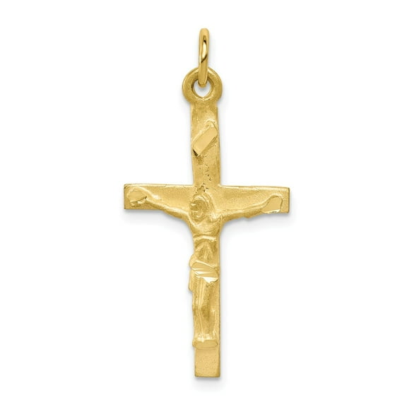 10K Yellow Gold Charm Pendant Themed 32 mm 16 Solid Polished Crucifix