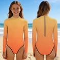 thumbnail image 2 of Swimsuit for Girls, Long Sleeve One Piece Rashguard, Solid Color Beach Vacation Swimsuit for Kids 2-13 Years, 2 of 7