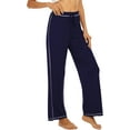 thumbnail image 2 of WiWi Bamboo Viscose Pants for Women Wide Leg Long Bottoms Casual Loose Sweatpants High Waist Lounge Pajamas S-XXL, Navy, XX-Large, 2 of 2