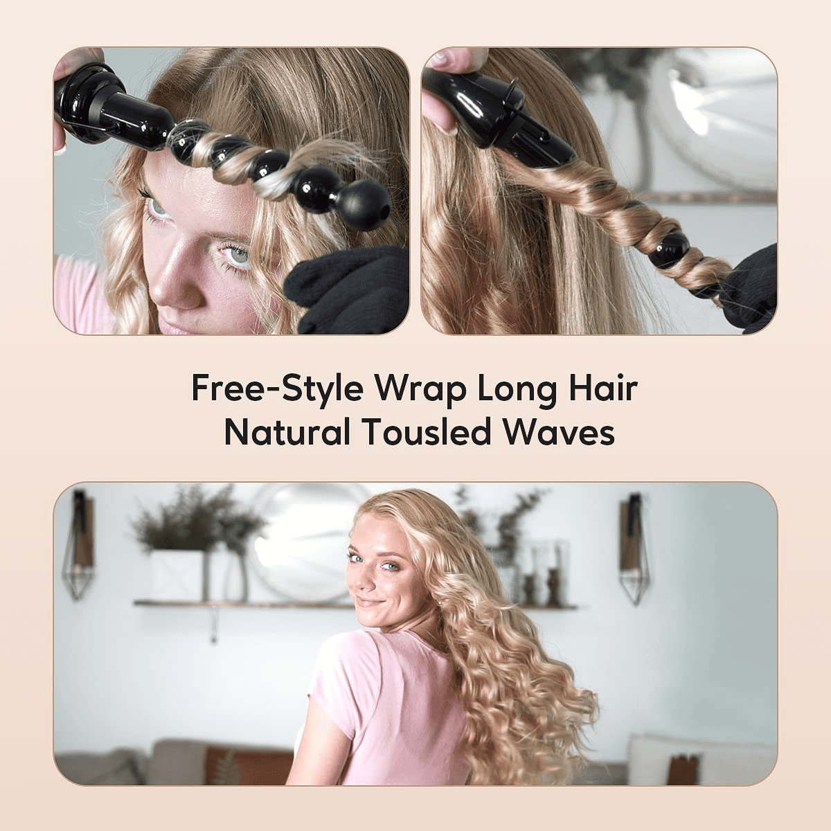 Terviiix Bubble Curling Wand Tourmaline Ceramic Curling Iron for