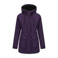 thumbnail image 4 of Women Lightweight Waterproof Parka Hooded Softshell Rain Jacket Warm Windbreaker Long Outdoor Coat with Pockets, 4 of 6