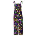 thumbnail image 5 of Buigttklop Womens Off-Shoulder Jumpsuit Colorful Adjustable Straps Mardi Gras Romper Sleeveless Carnival Print Cotton Linen Overall, 5 of 5