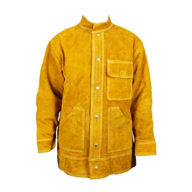 Chaqueta de soldadura de cuero resistente para hombres con bolsillos Zulema Ropa de soldadura