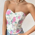 thumbnail image 1 of Lefu Women Bare Shoulder Crop Tops Printed Sleeveless Vest Backless Fishbone Corset, 1 of 9