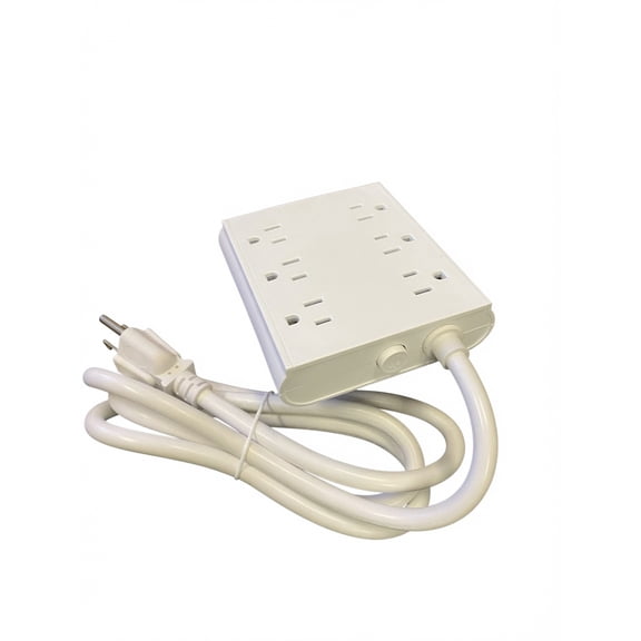 Pandaoo 9-in-1  Power Extension and Surge Protector with 1 USB-A, 2 USB-C, and 6 Outlets, 5ft Cord, White