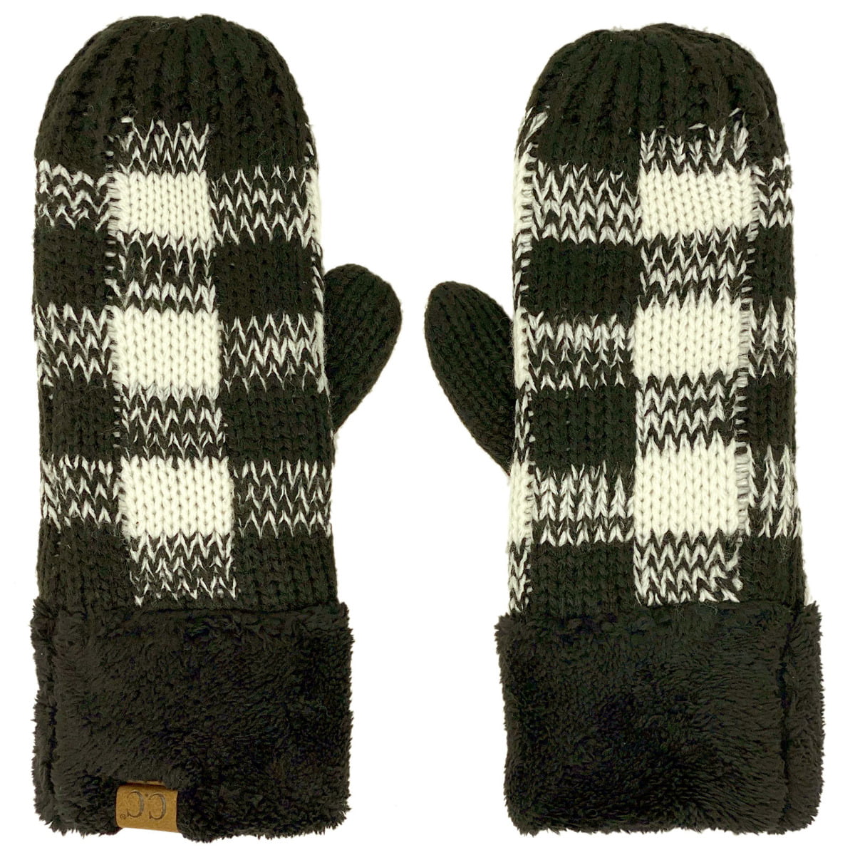 1/2 Pairs Womens Winter Knit Mittens Thick Warm Winter Gloves Mittens with Soft Plush Lining 