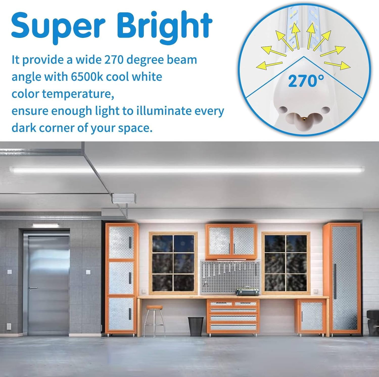 Led Shop Lights 4FT 4 Packs, 75W 9500LM 5000K, Linkable 4ft Led Shop Light, Super Bright 4 Foot Led Shop Lights for Workshop, V Shape 4 ft Led Light Fixture, 4 Row Led Tube Lights