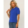 thumbnail image 4 of Top Con Cuello Peter Pan para Mujer Allegra K Azul real XS, 4 of 6