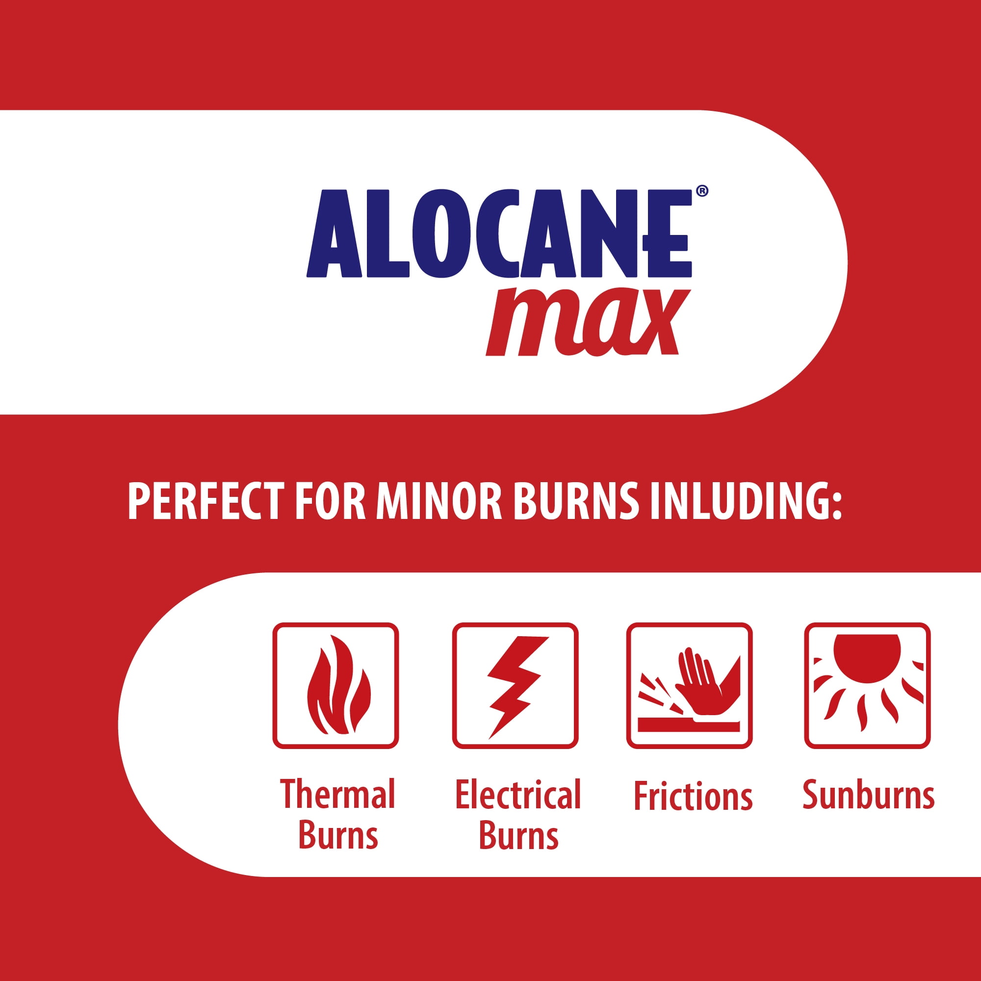 ALOCANE Max Maximum Strength Burn Gel with Antiseptic, 4% Lidocaine, Fast Pain Itch Relief, First Aid Treatment 2.5 fl oz