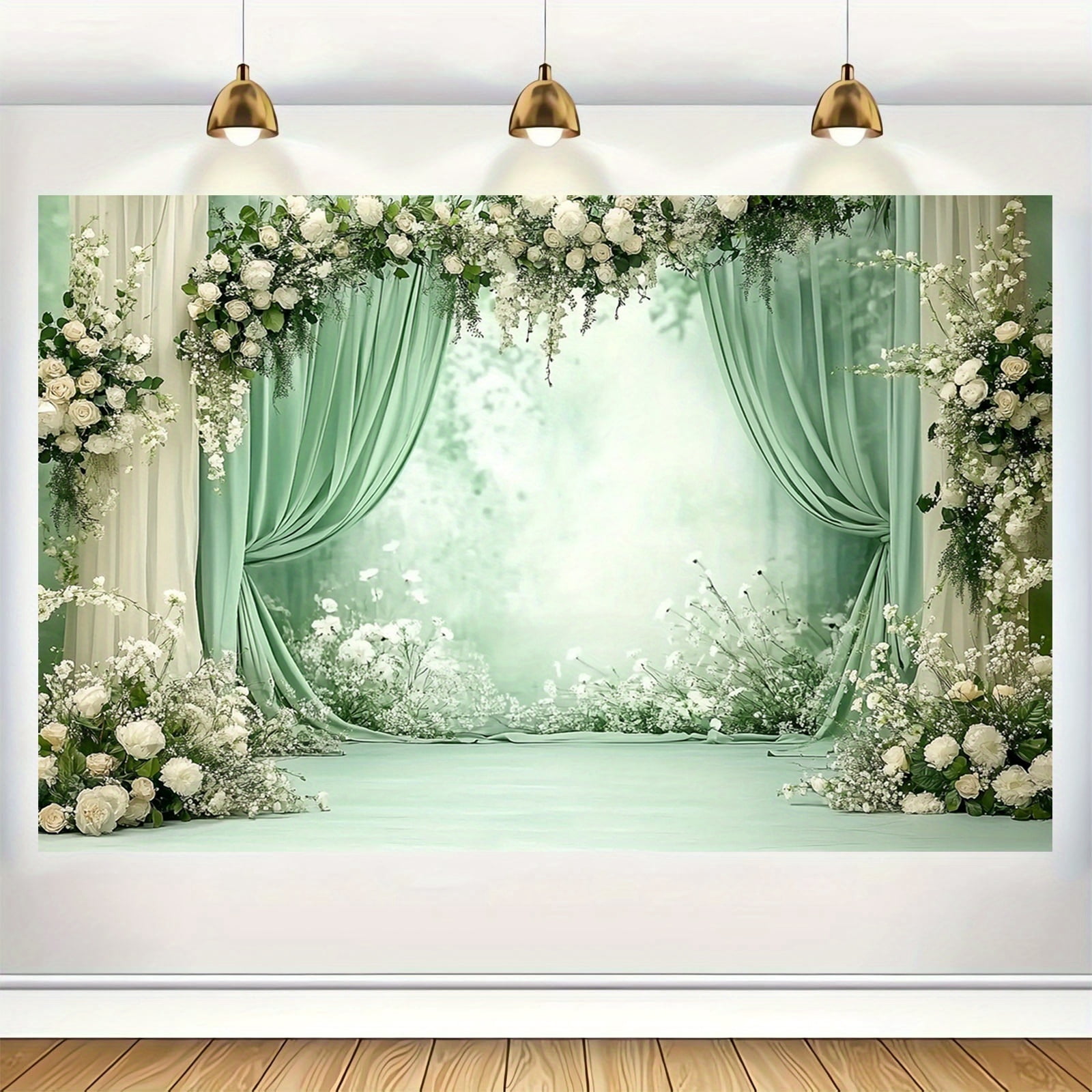 8x6ft Spring Floral Photography Backdrop - White Flowers On Fence, Rustic Garden Background For Easter, Weddings, Birthdays, Bridal Showers
