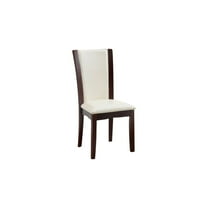 Benjara Manhattan I 20" Contemporary Leather Side Chair in White (Set of 2)