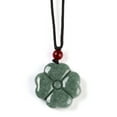 thumbnail image 2 of Natural Jadeite Carved Clover Pendant Necklaces Adjustable Nylon Cord Slider Necklaces 29.29 inch(74.4cm), 2 of 4
