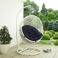 thumbnail image 5 of Modern Contemporary Urban Design Outdoor Patio Balcony Swing Chair, Navy Blue White, Rattan, 5 of 5