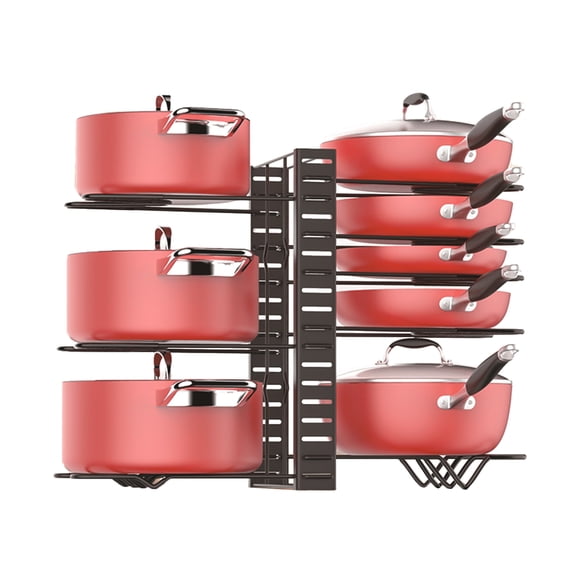 Pots and Pans Organizer for Cabinet 8 Tiers Pot Rack for Kitchen Organization 3 DIY Methods Adjustable Metal Pot Lid Holder & Pan Rack