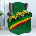 thumbnail image 4 of Jamaican Soft Flannel Fleece Blanket, Jamaican Reggae Culture Inspired Minimal Head Shapes with Hats Country Flag, Cozy Plush for Indoor and Outdoor Use, 60" x 80", Green Multicolor, by Ambesonne, 4 of 5