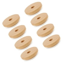 TEHAUX 8 Pack Khaki Wood Jar Lids with Straw Hole for Home Use Sealing Cover