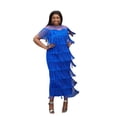 thumbnail image 1 of Robes Longues à Franges pour Femmes Élégantes Patchwork Soirée Robe à Franges Tenues d'Événement Cocktail, 1 of 5