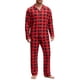 thumbnail image 1 of Pijamas de familia de cuadros con botones de manga larga Inspire Chic para adultos XL en rojo, 1 of 5