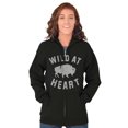 thumbnail image 3 of Wild At Heart Buffalo Inspirational Unisex Fleece Graphic Zip Up Hoodie Brisco Brands 2X, 3 of 5