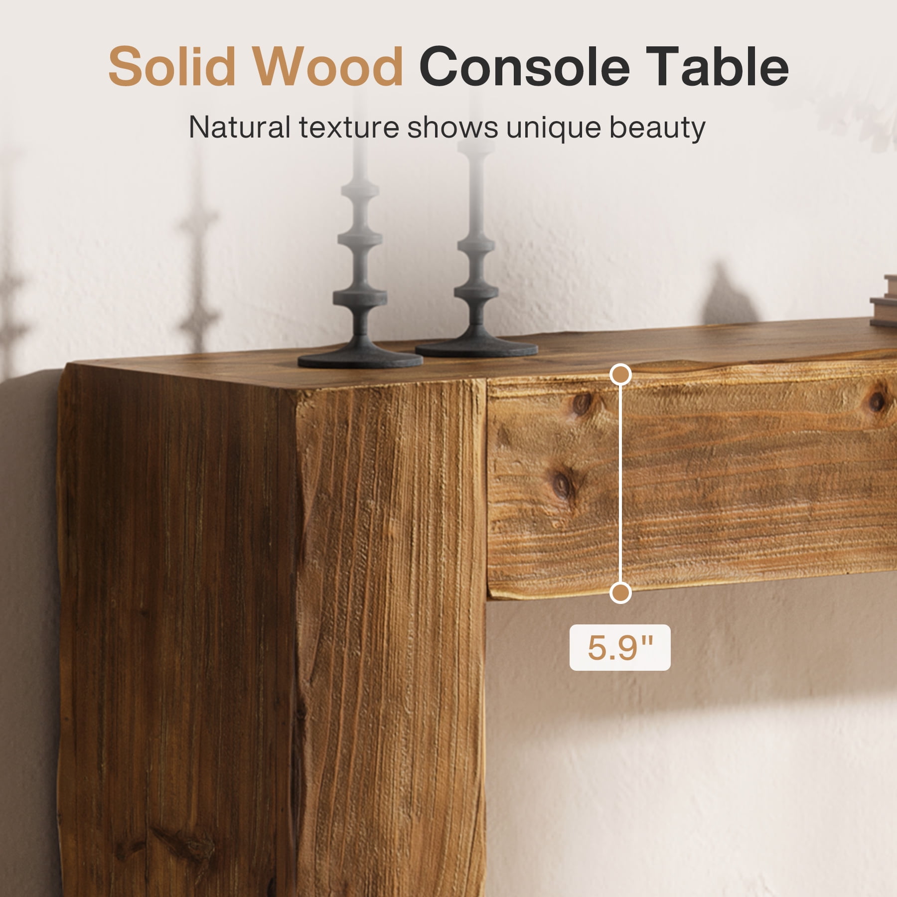 Tribesigns 63-Inch Solid Wood Console Sofa Table, Farmhouse Long Entryway Table Behind Couch for Living Room, Entrance, Hallway, Foyer, Easy Assembly