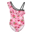 thumbnail image 4 of Uorisanigo One Piece Swimsuits for Girls Pink Strawberry Swimwear Bathing Suit Ruffle Halter Quick Dry Sport Summer Beach Swimwear, Size 9-10, 4 of 7