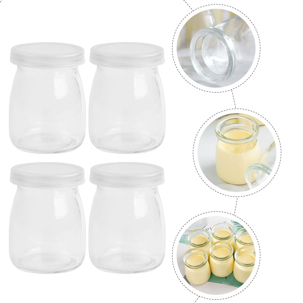 Hemoton 10pcs Mini Mousse Cup Mini Glass Bottle with Lid Glass Yogurt  Bottle Glass Containers with Lids Tasting Cup Appetizer Cup Cute Small  Yogurt