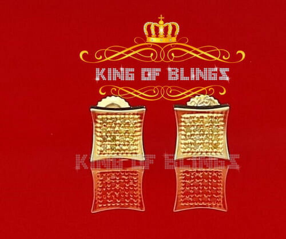 King of Bling's 0.10ct Diamond 925 Sterling Silver Yellow Stud Women's/ Men's kite Charm Earring